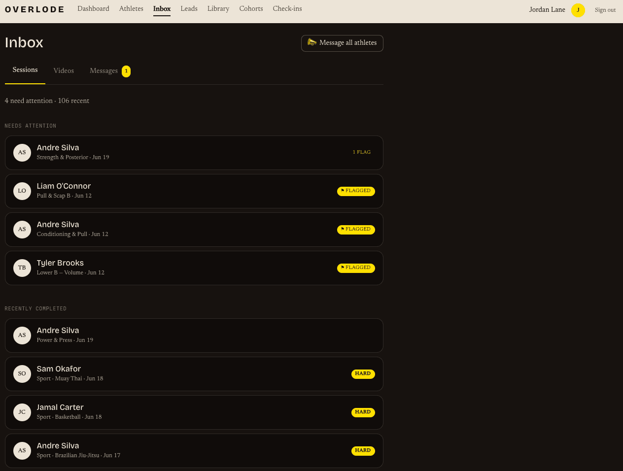 The coach inbox and video review queue