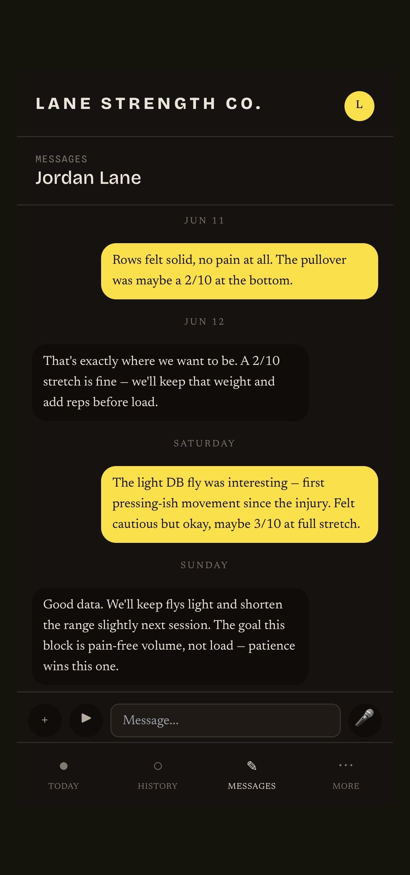 Messaging with set video review